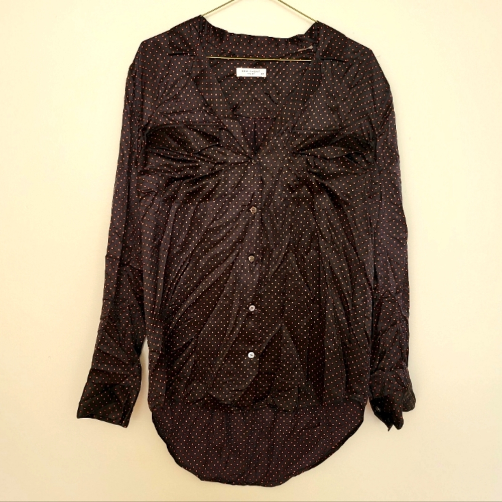 Equipment Femme 100% Silk  Polkadot Button Up Top Shirt